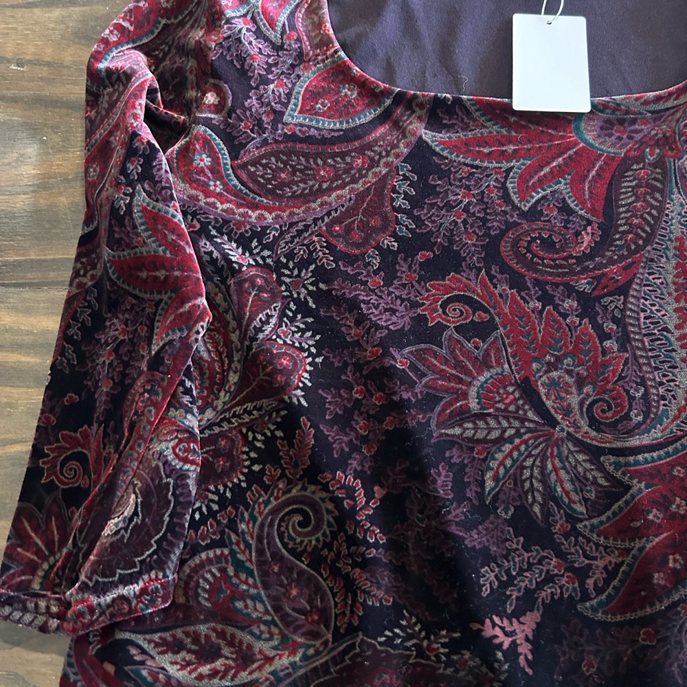 Carlisle Vintage Y2K Velvet Paisley Blouse fairy goth whimsical